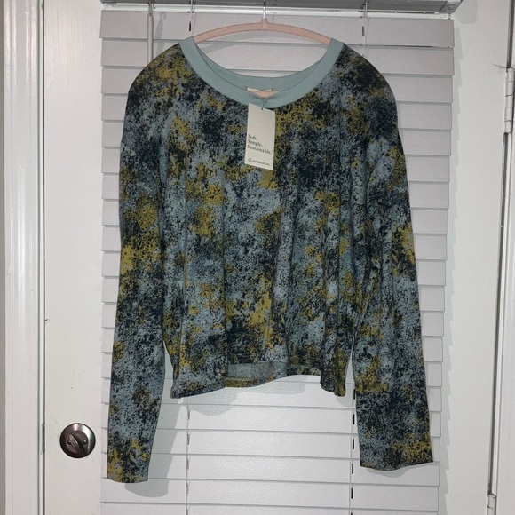 Alternative Tops - Alternative Blue and Yellow Long Sleeve Top
